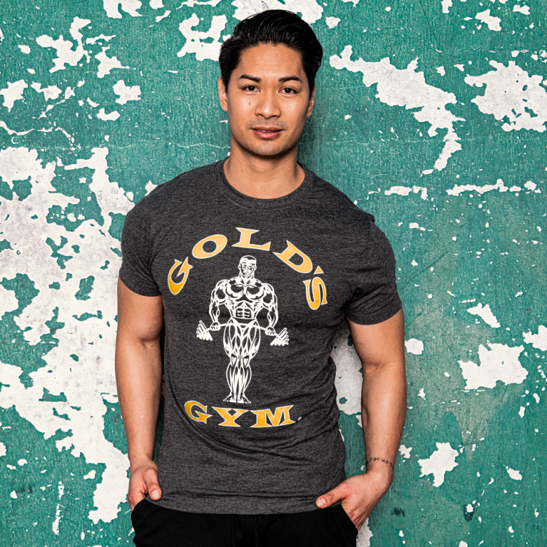 Gold's Gym Crew Neck T-Shirt mit großem Front Druck Dunkelgrau
